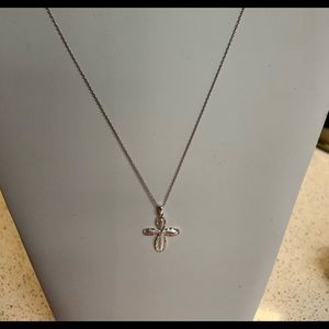 Sterling Silver Puffy Cross Necklace with 18” Sterling chain